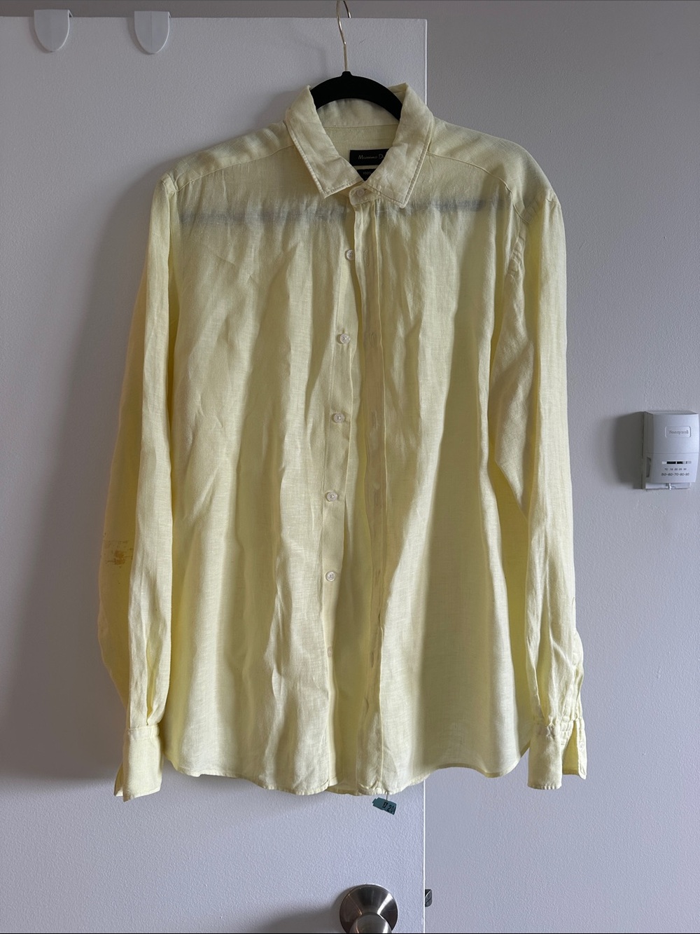 Massimo Dutti Pale Yellow Long-Sleeve Dress Shirt